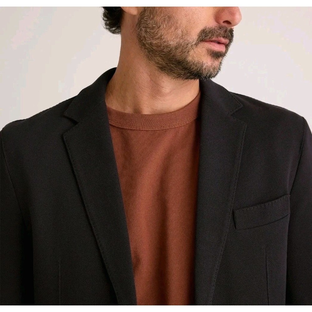 Quince Organic Cotton Pique Knit Blazer Mens Large Black Sport Jacket NWT - Picture 8 of 13